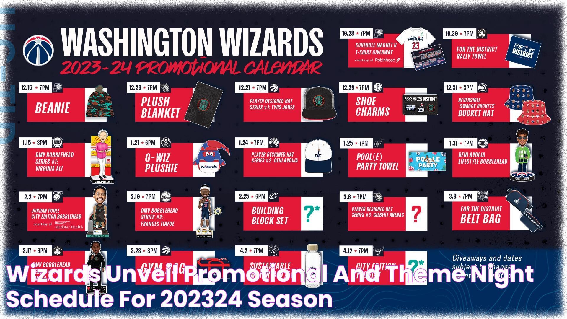 Wizards Unveil Promotional and Theme Night Schedule for 202324 Season