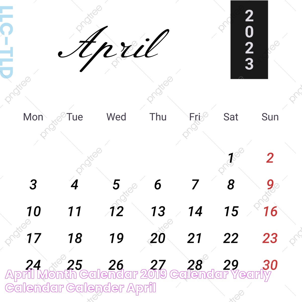 April Month Calendar, 2019 Calendar, Yearly Calendar, Calender, April