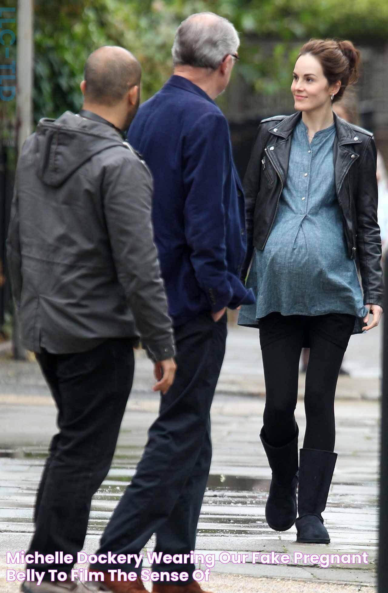 Michelle Dockery wearing our fake pregnant belly to film 'The Sense Of