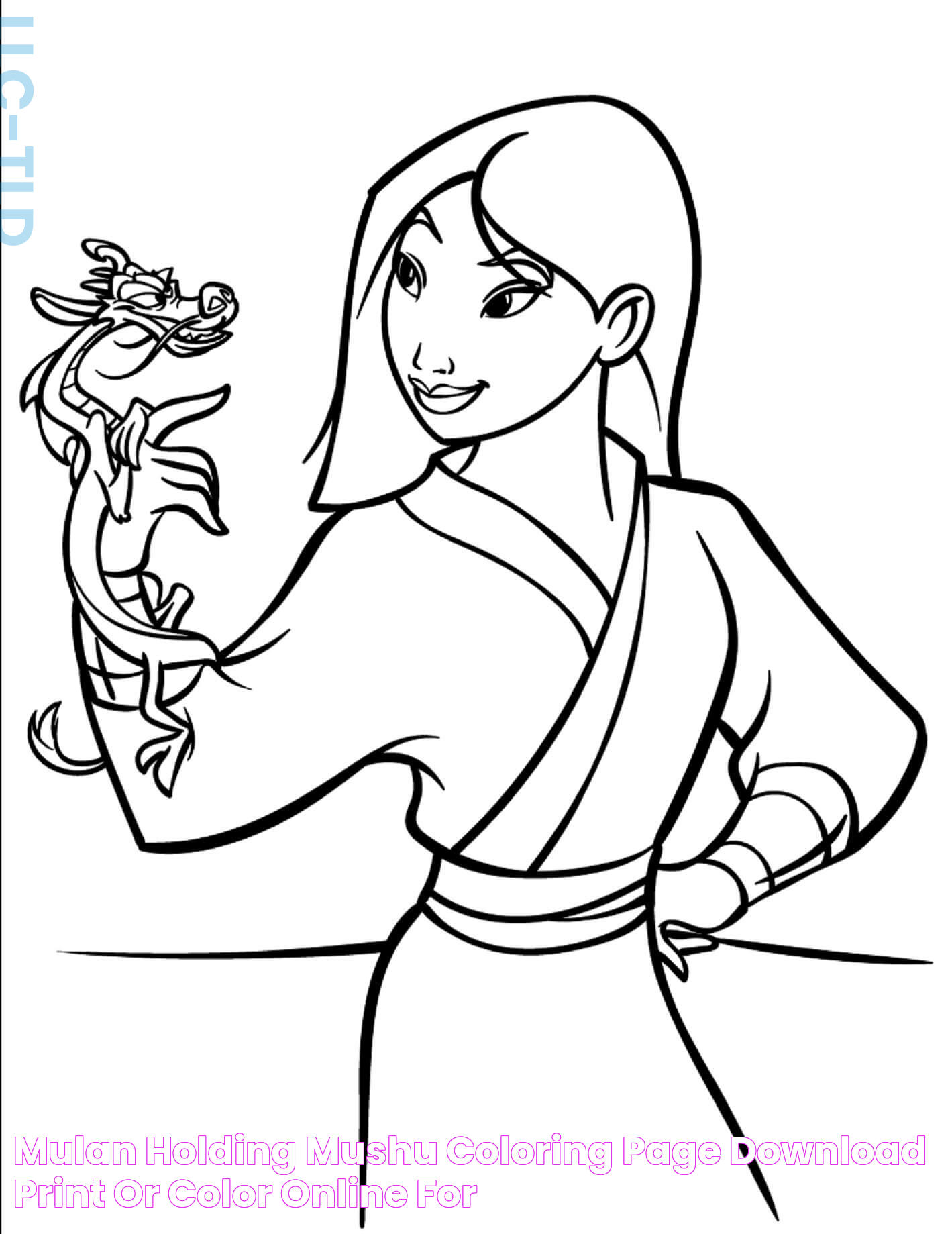 Mulan Holding Mushu coloring page Download, Print or Color Online for