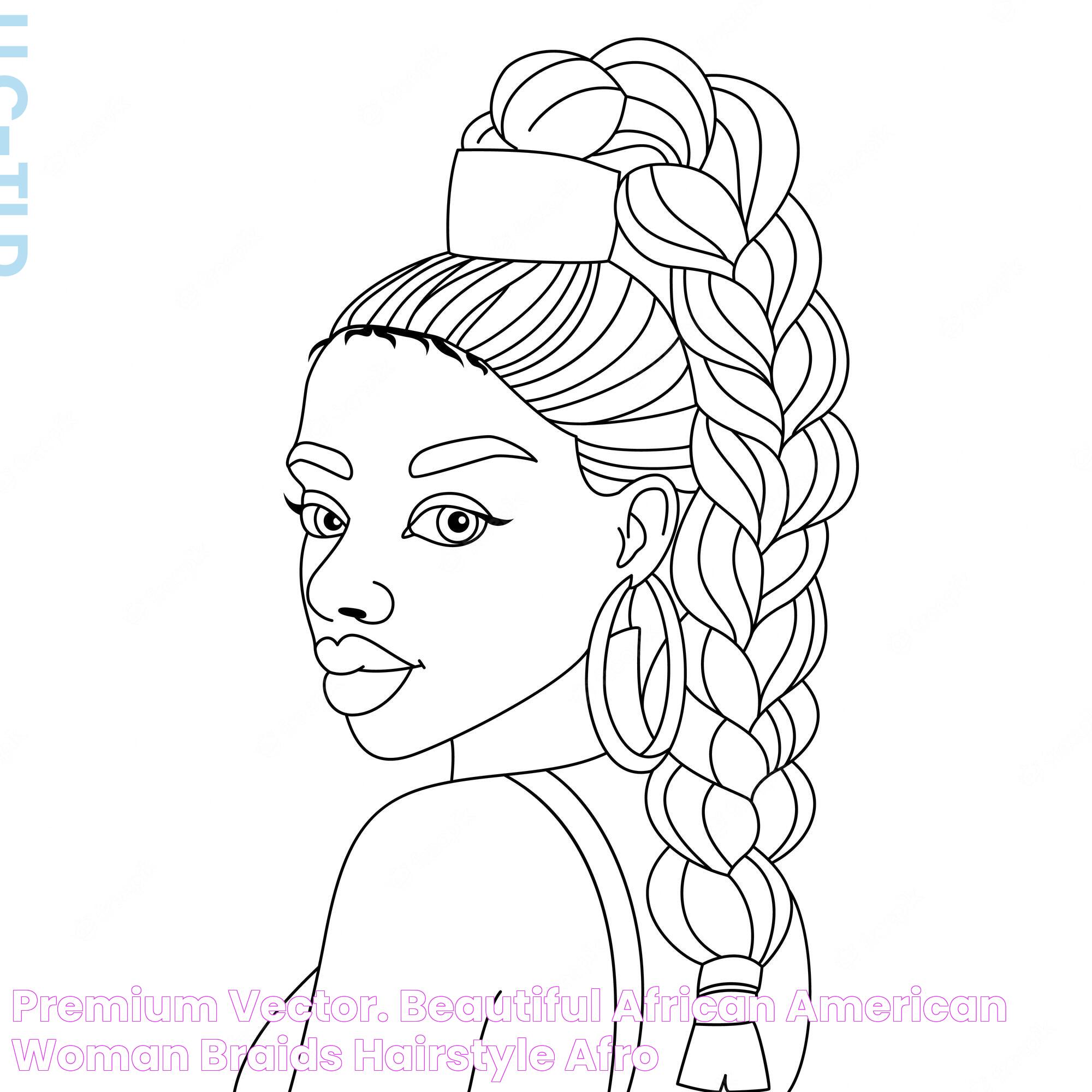 Premium Vector. Beautiful African American Woman Braids Hairstyle Afro