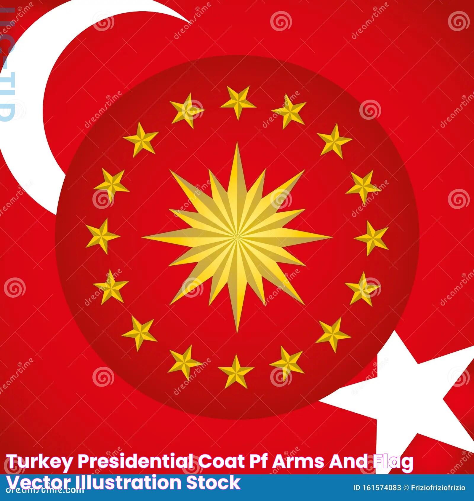 Turkey Presidential Coat Pf Arms and Flag, Vector Illustration Stock