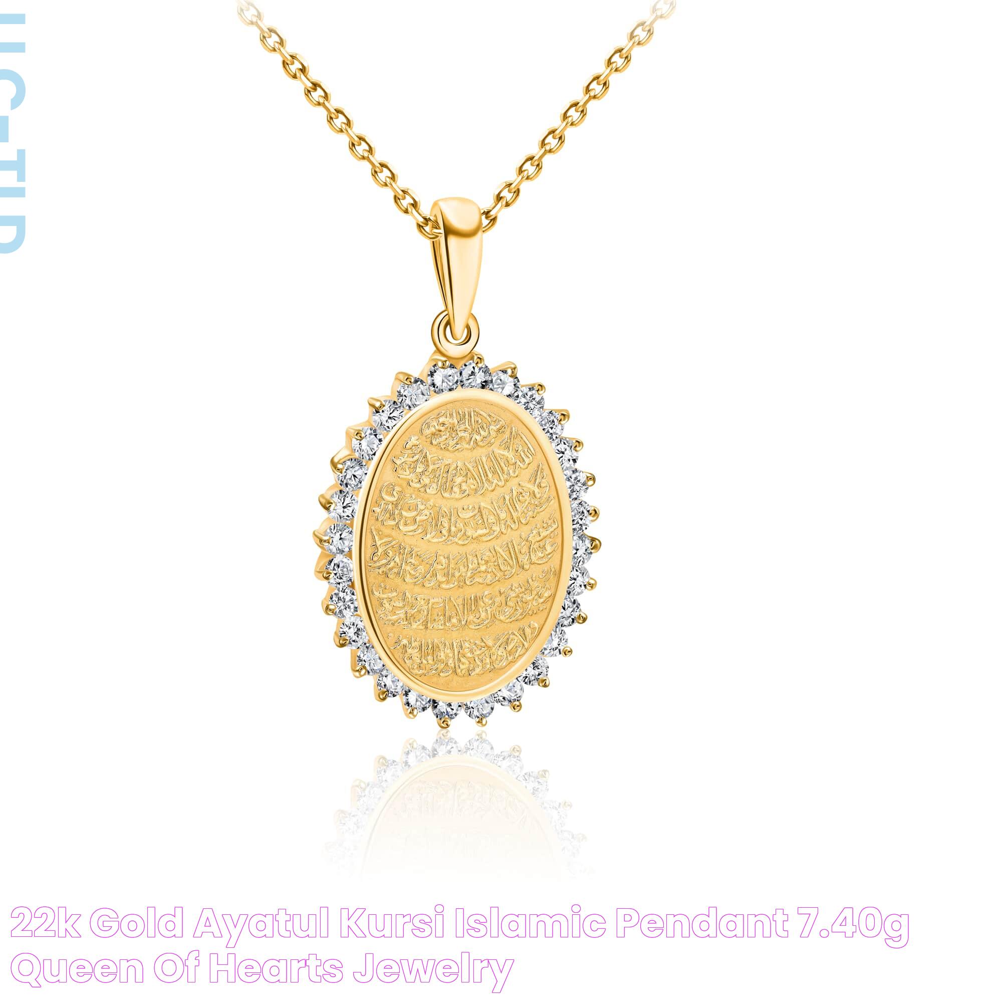 22K Gold Ayatul Kursi Islamic Pendant (7.40G) Queen of Hearts Jewelry