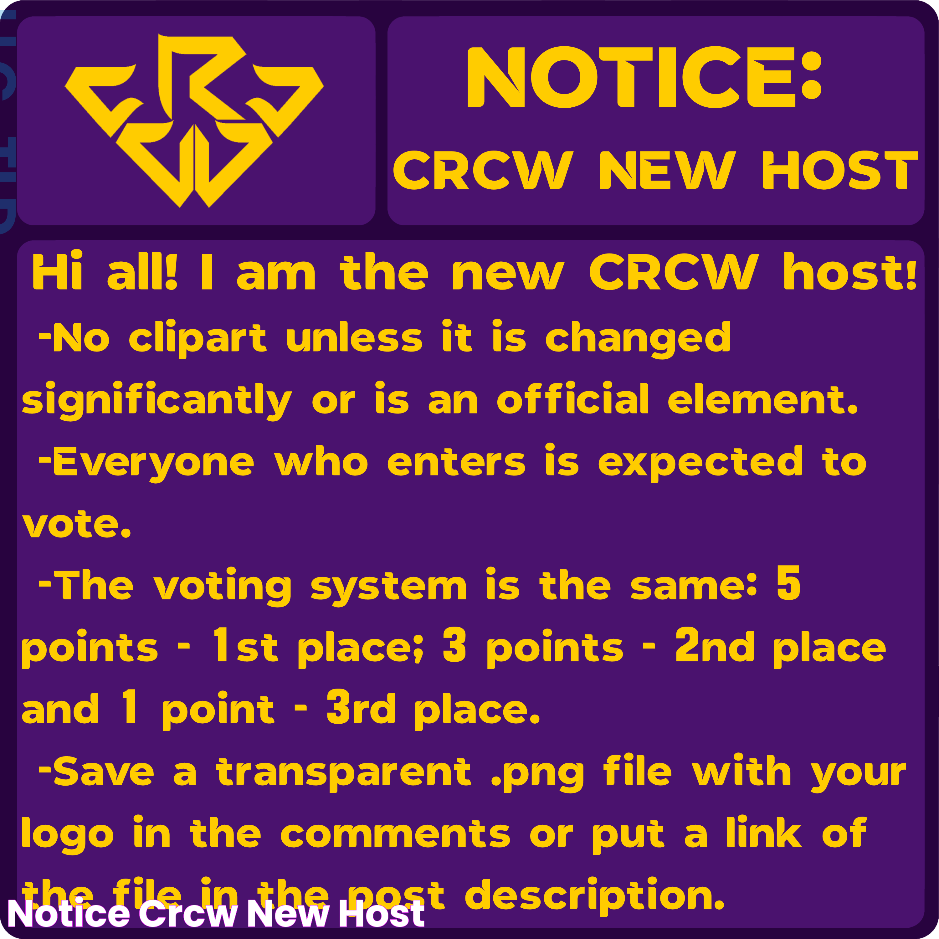 NOTICE CRCW NEW HOST