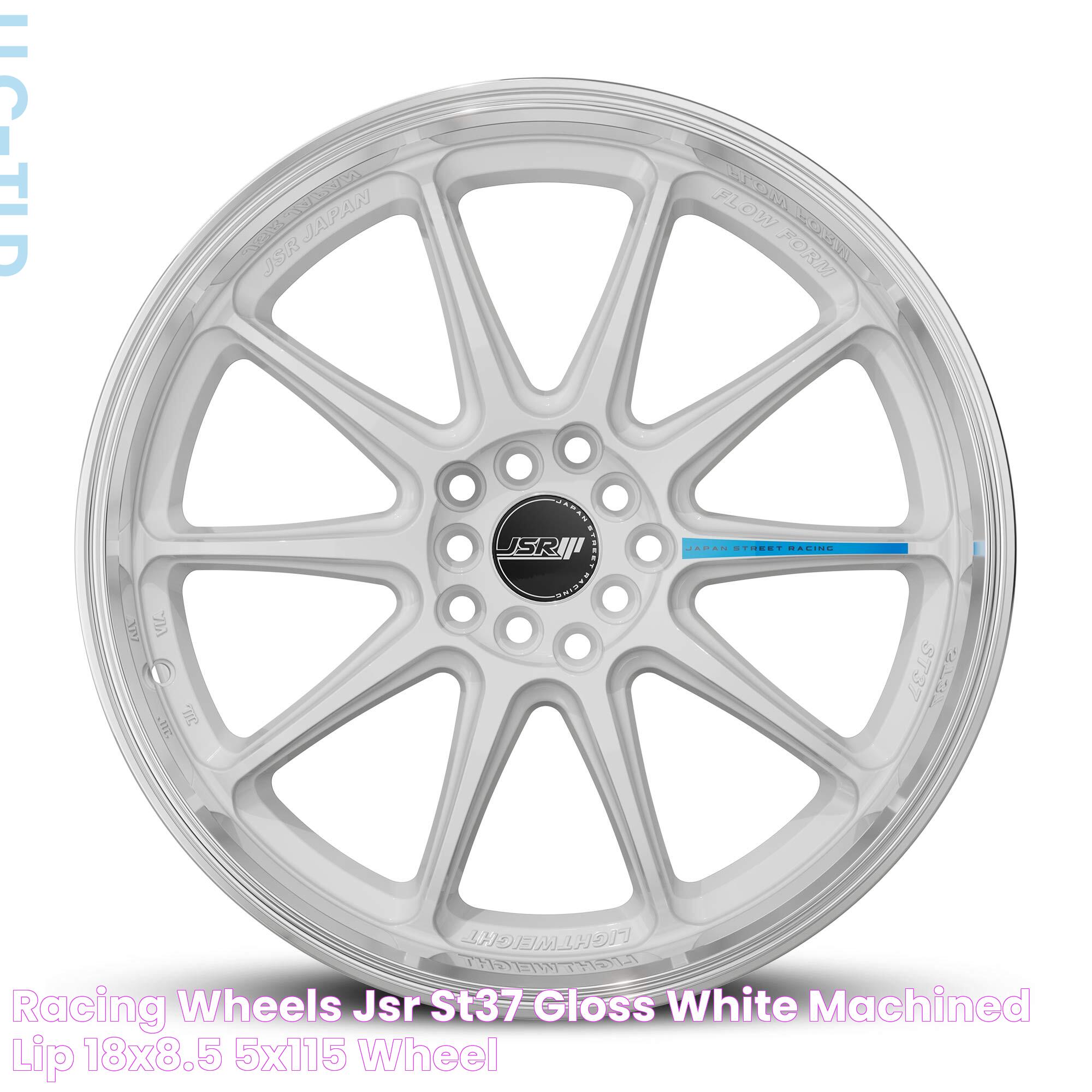 RACING WHEELS JSR ST37 GLOSS WHITE MACHINED LIP 18X8.5 5X115 WHEEL