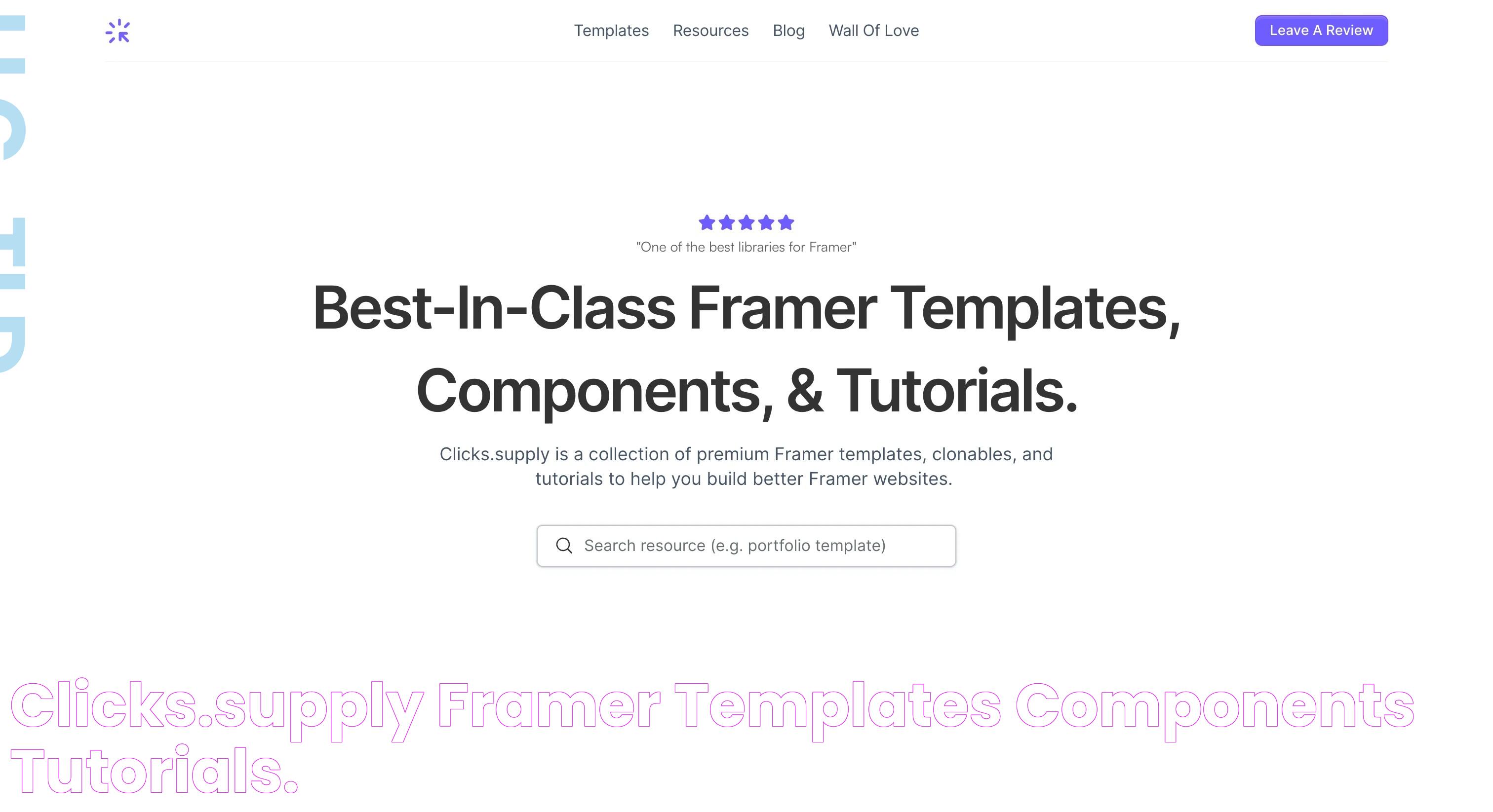 clicks.supply · Framer Templates, Components, & Tutorials.