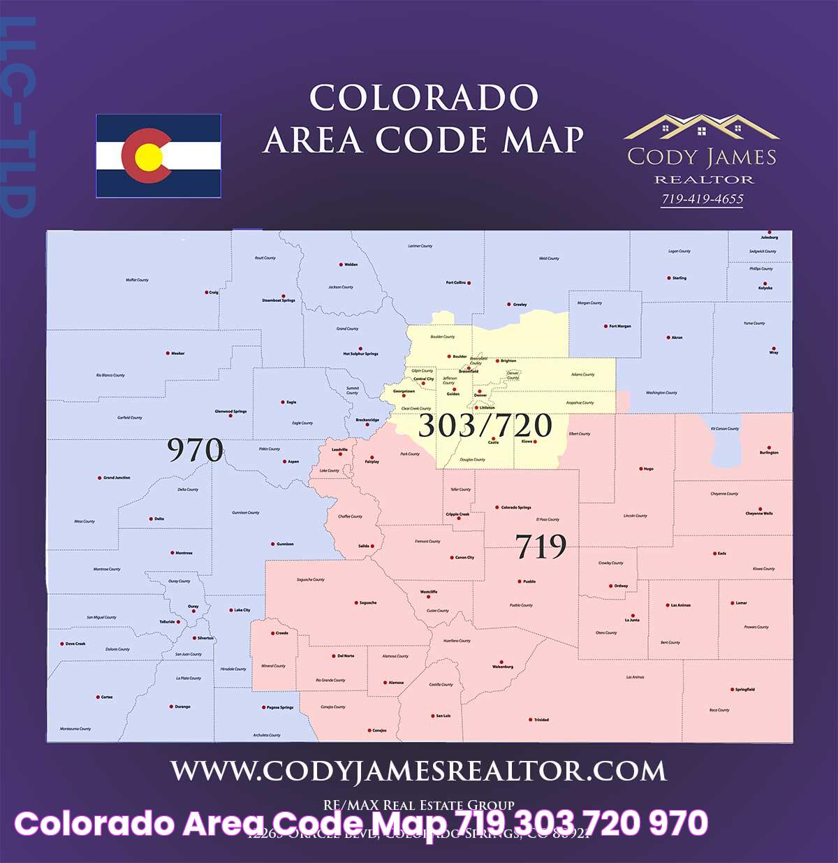 Colorado Area Code Map 719, 303, 720, 970