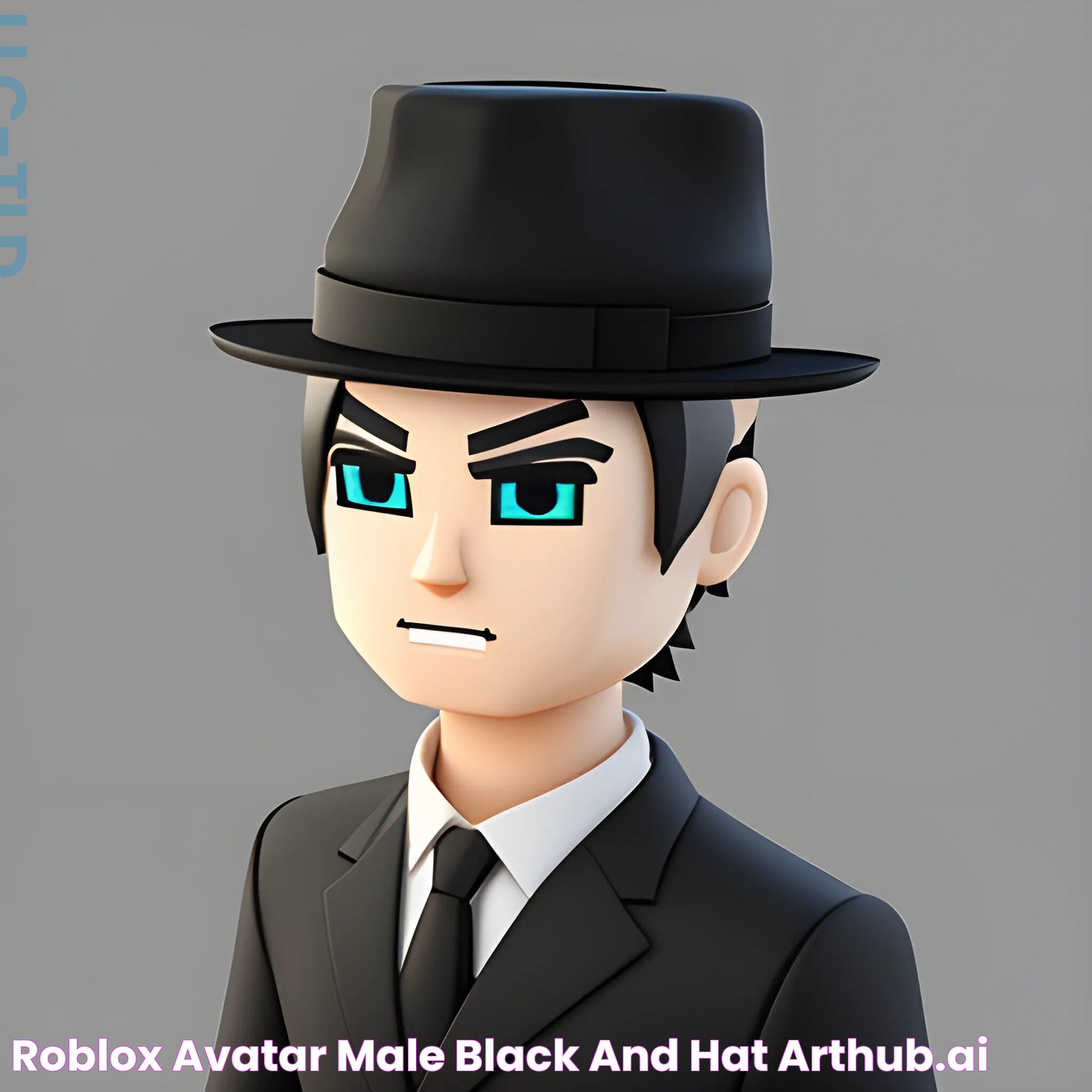 Roblox avatar male black and hat Arthub.ai