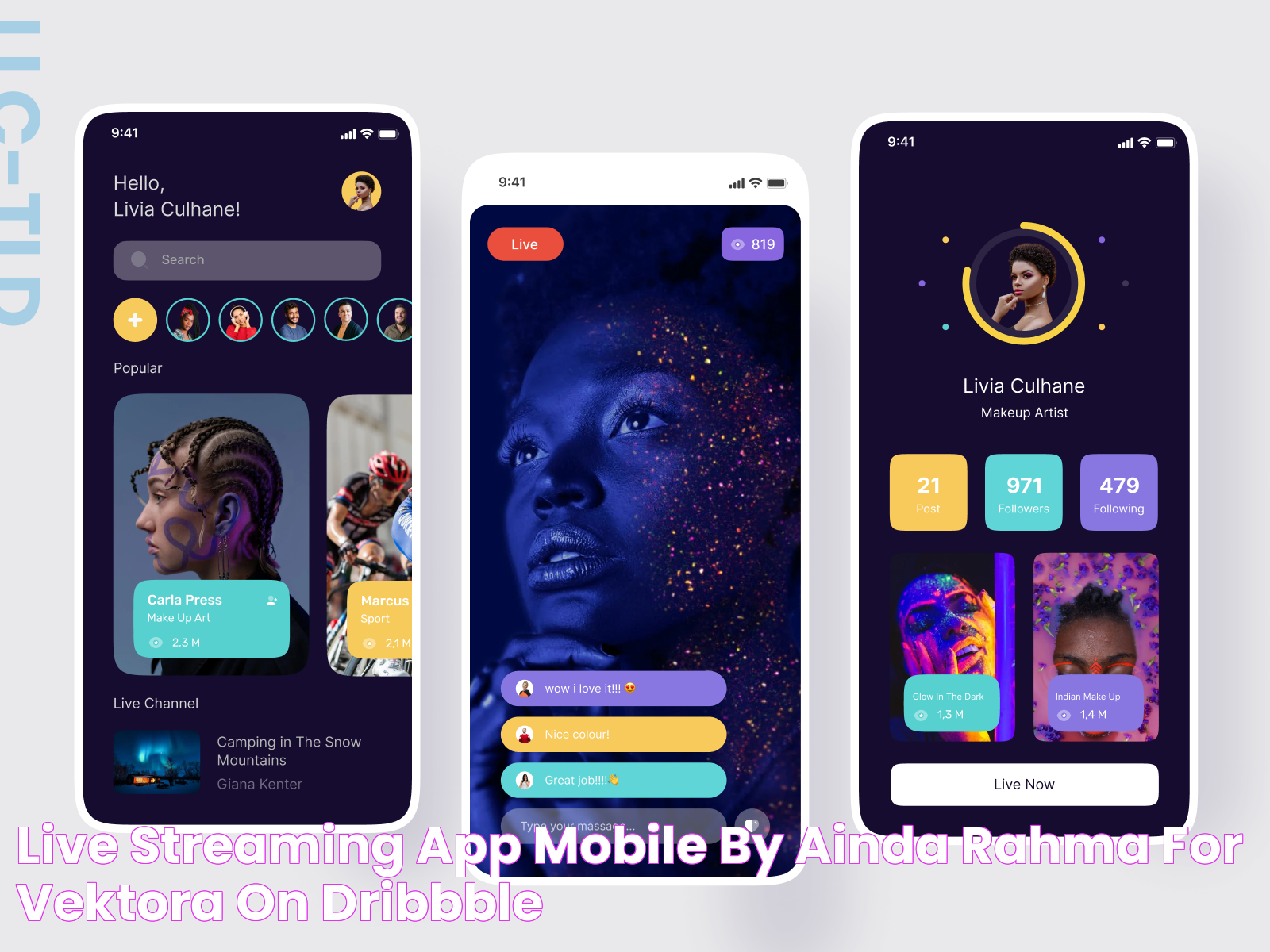 Live Streaming App Mobile by Ainda Rahma🦩 for Vektora on Dribbble