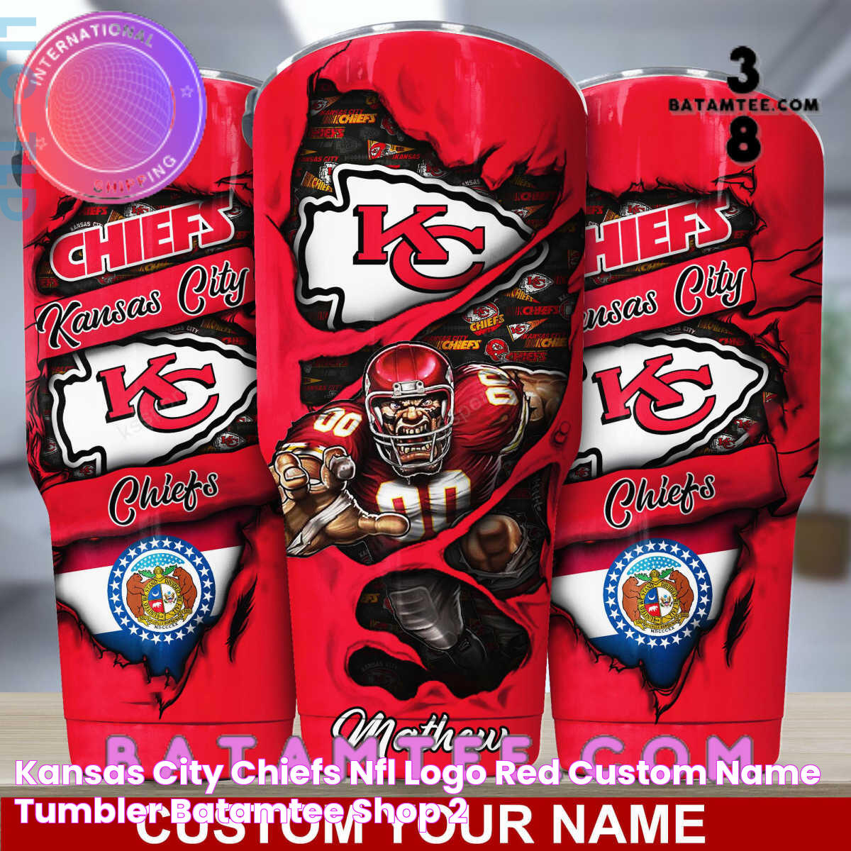 Kansas City Chiefs NFL Logo Red Custom Name Tumbler Batamtee Shop