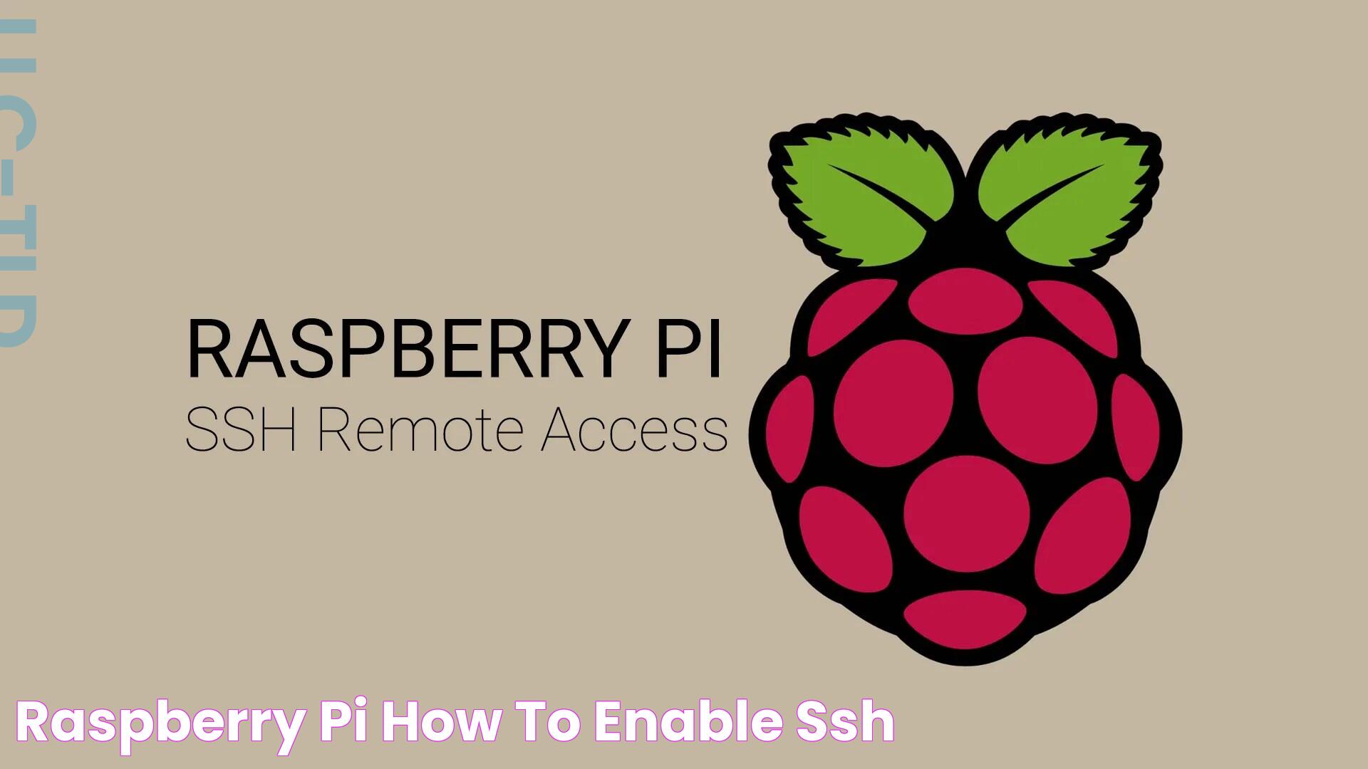 Raspberry Pi How to enable SSH