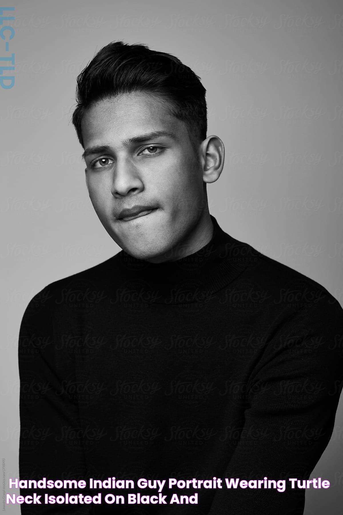 «Handsome Indian Guy Portrait Wearing Turtle Neck Isolated On Black And