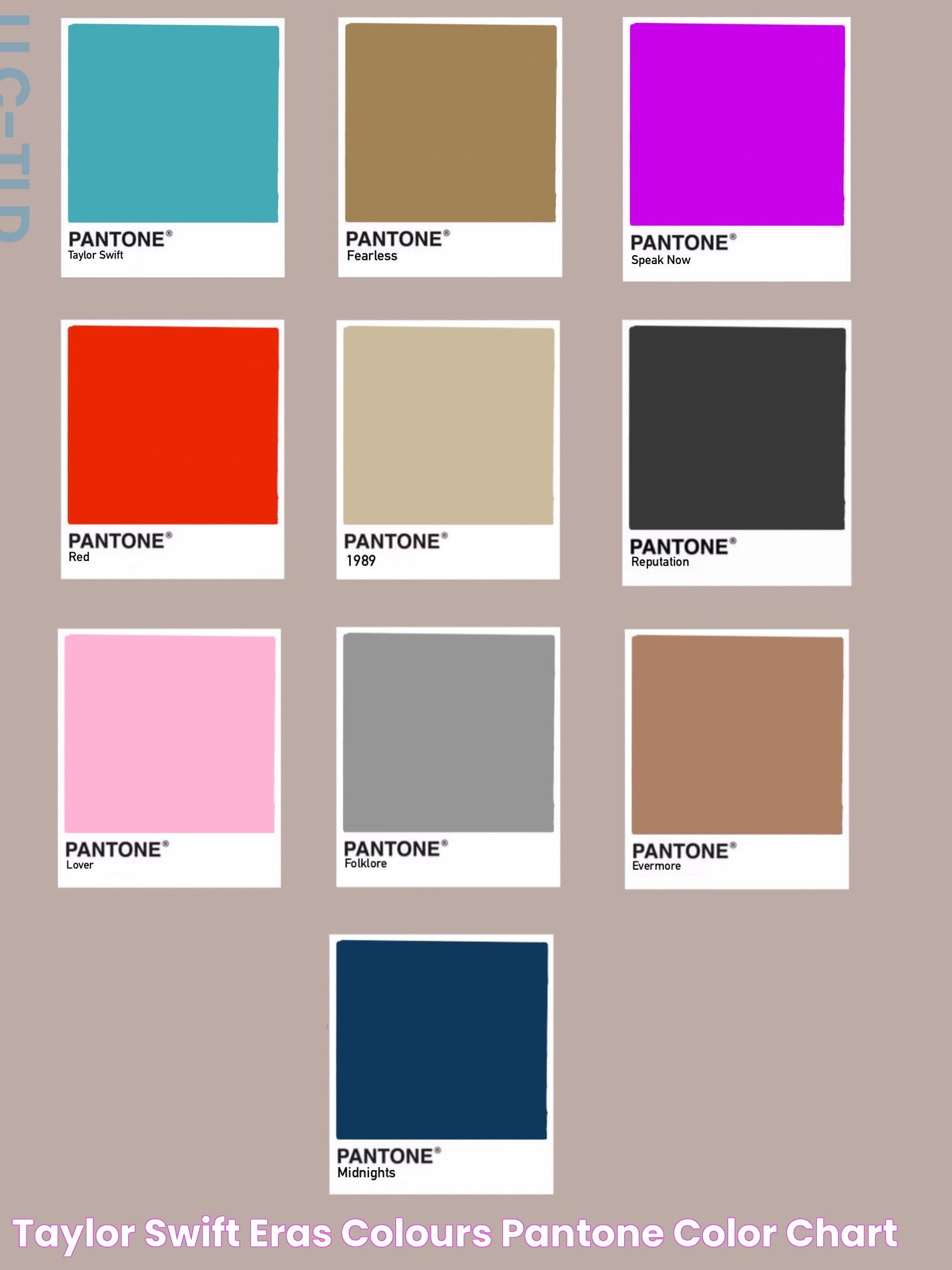 Taylor Swift Eras Colours Pantone Color Chart