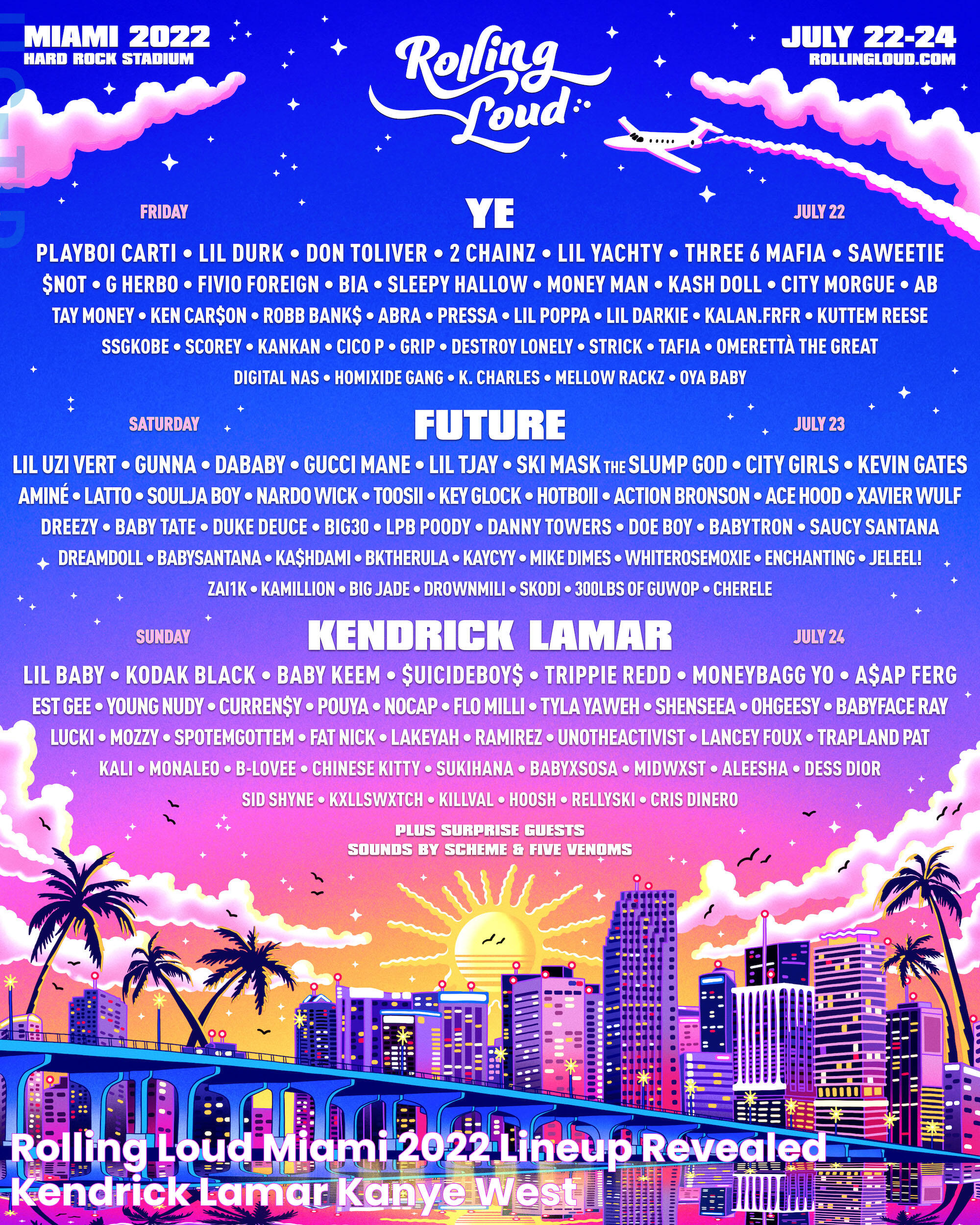 Rolling Loud Miami 2022 Lineup Revealed Kendrick Lamar, Kanye West