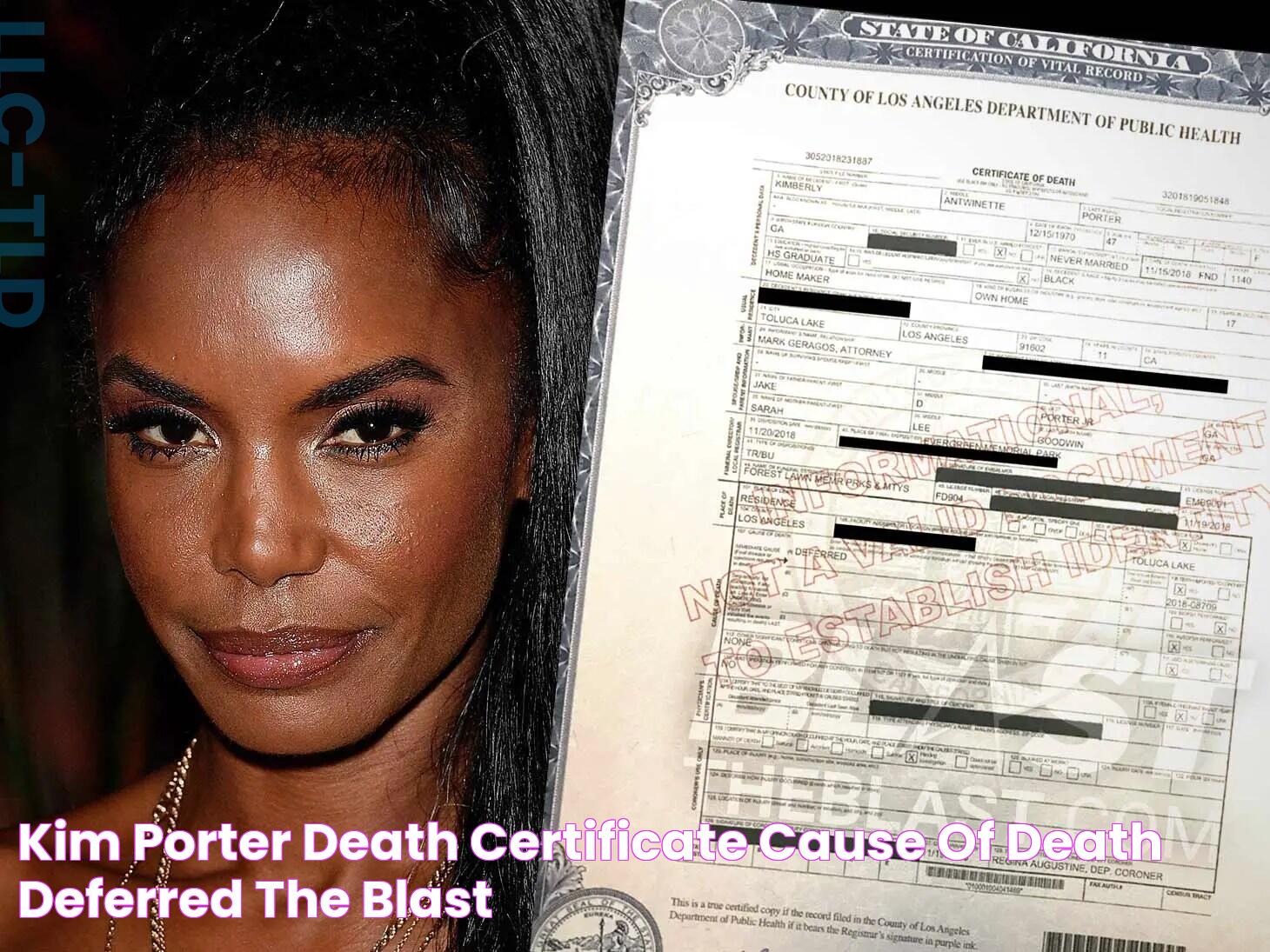 Kim Porter Death Certificate Cause of Death 'Deferred' The Blast