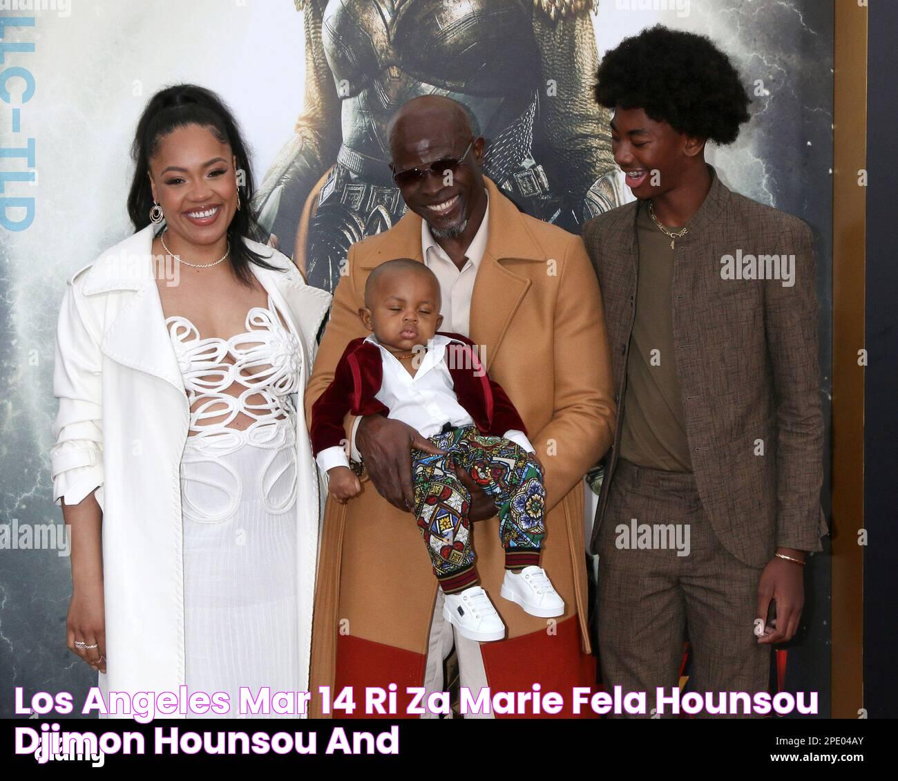 LOS ANGELES MAR 14 Ri'za Marie, Fela Hounsou, Djimon Hounsou and