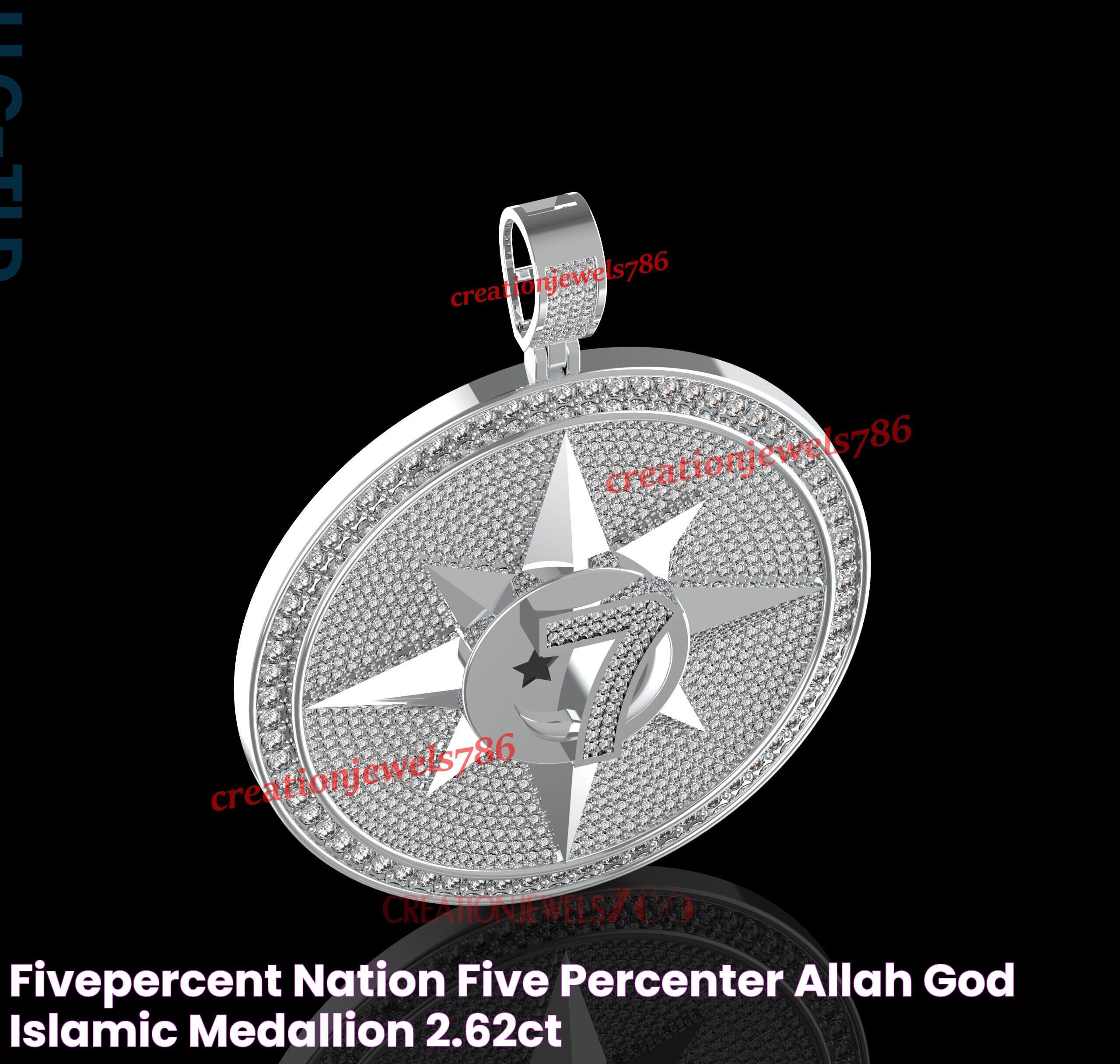 Fivepercent Nation Five Percenter Allah God Islamic Medallion 2.62ct