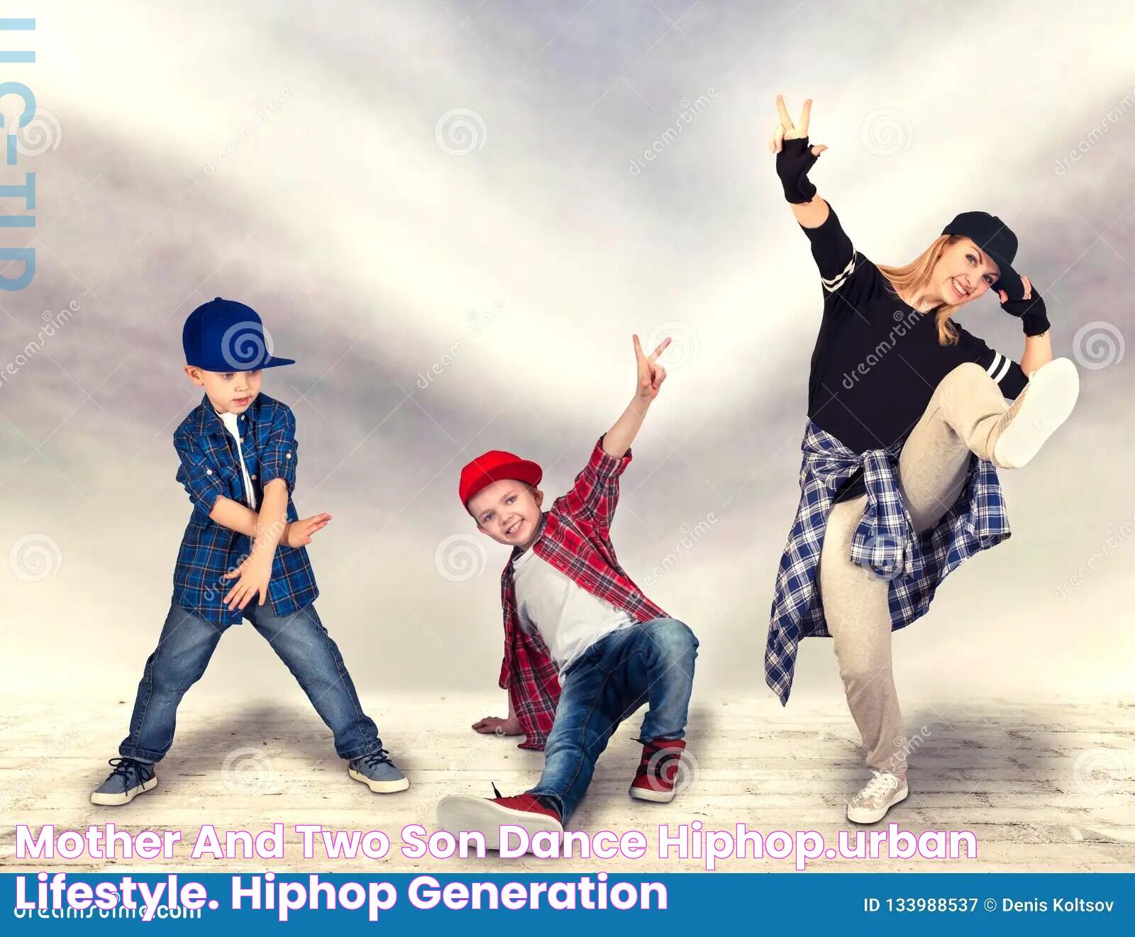 Mother and Two Son Dance Hiphop.Urban Lifestyle. Hiphop Generation