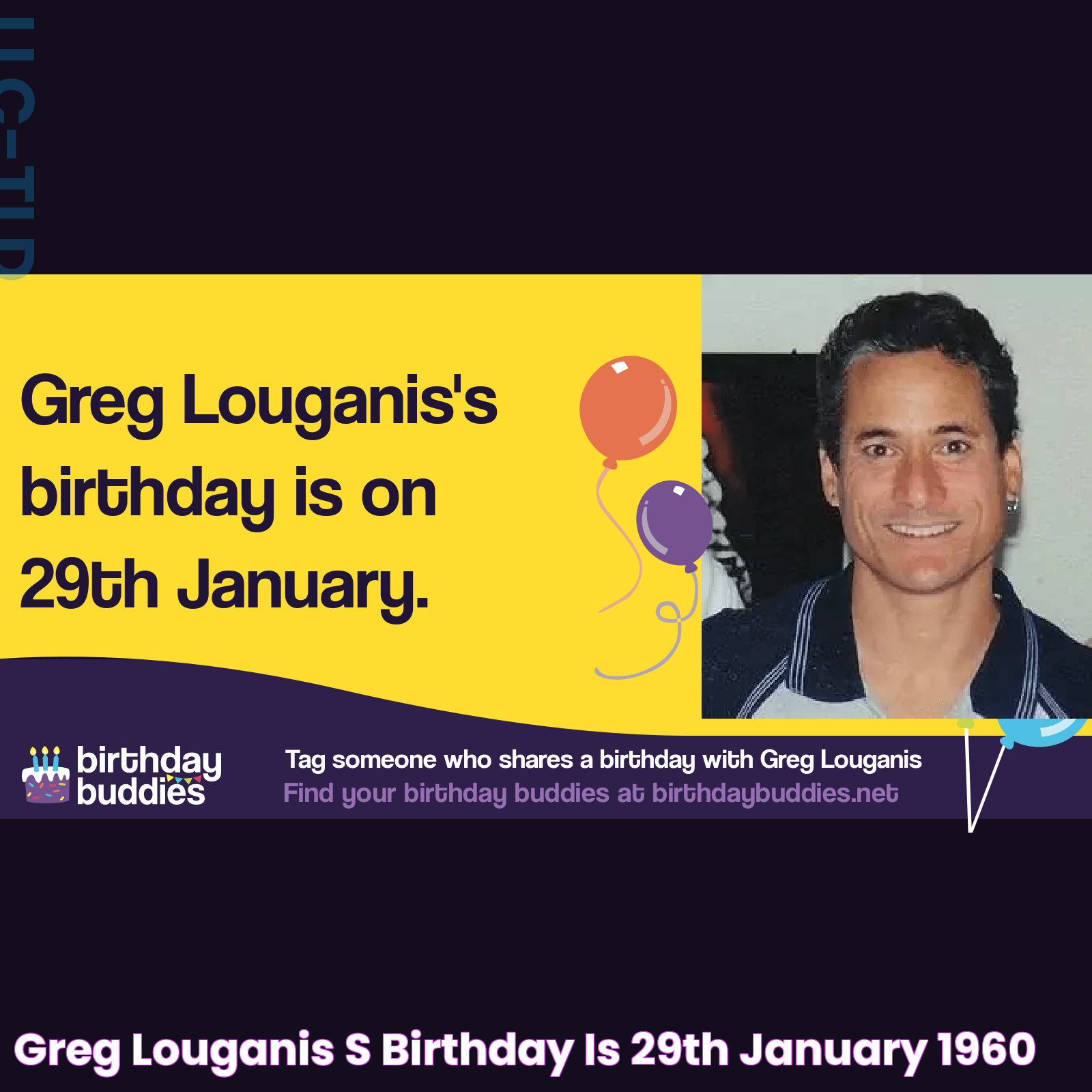 Greg Louganis's birthday is 29th January 1960