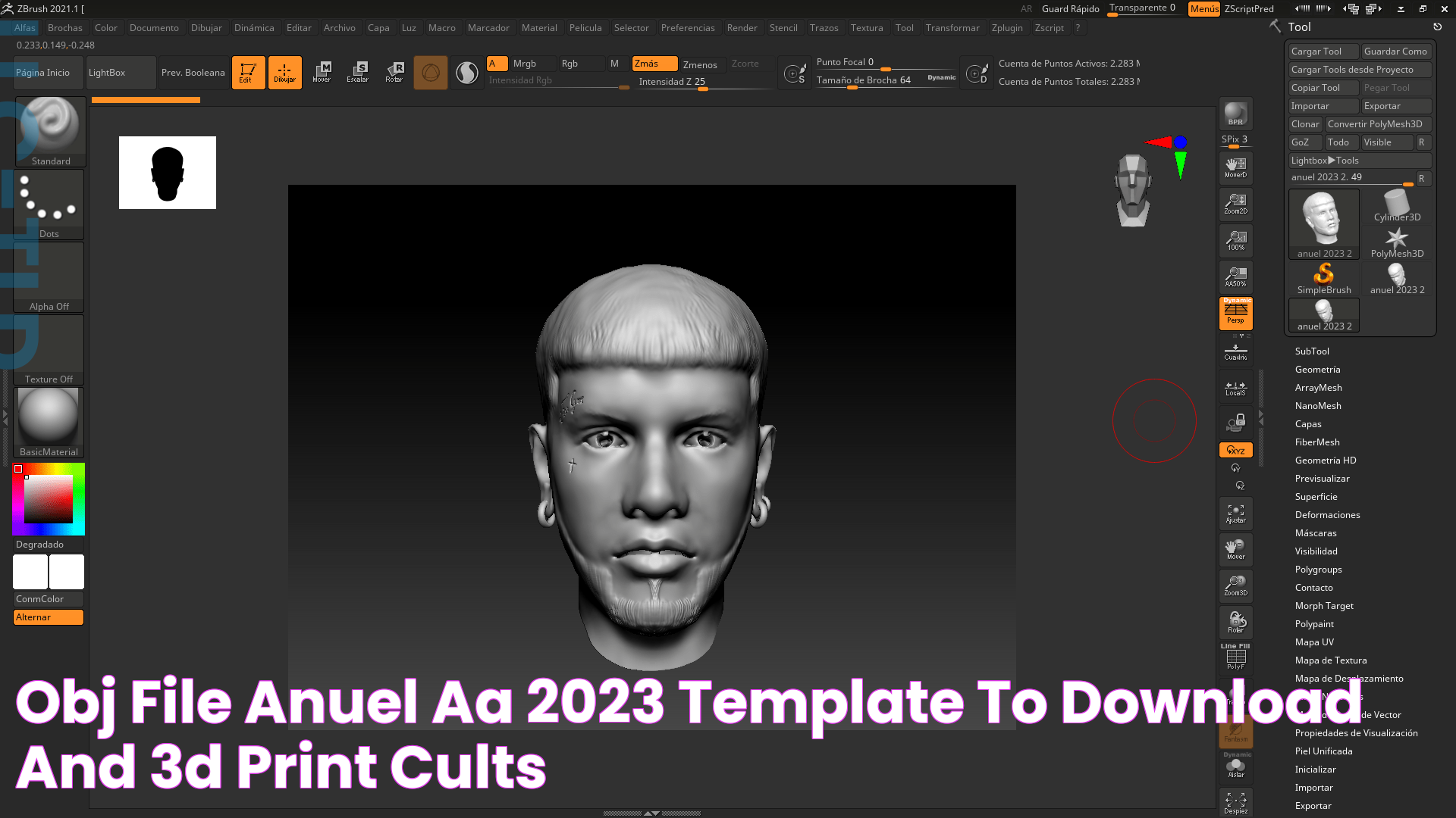 OBJ file ANUEL AA 2023 🧑‍🎤・Template to download and 3D print・Cults