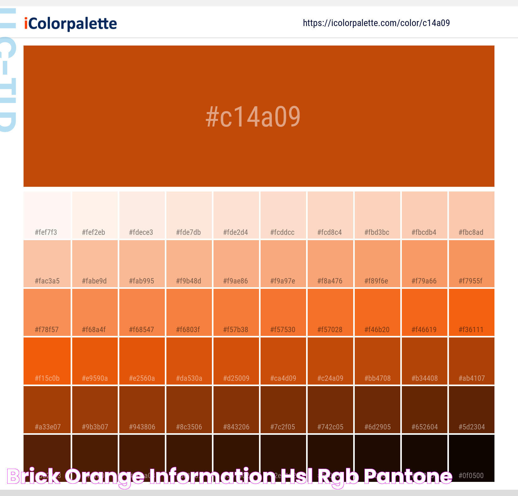 Brick Orange information Hsl Rgb Pantone